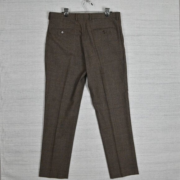 J. Crew Thompson Slim Fit Formal 100% Wool Check Brown Grey Suit Set 42L W34/L32 - Picture 16 of 16